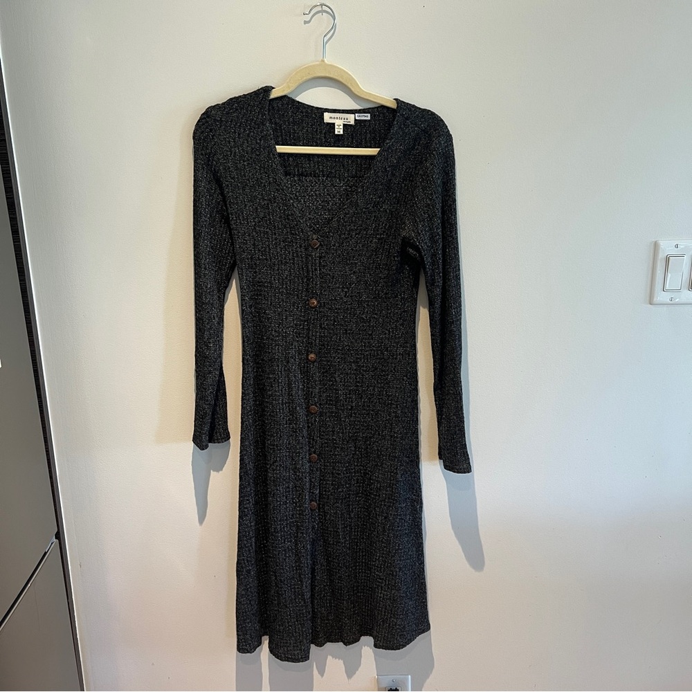 Monteau Dark Gray Long Sleeve Dress - Picture 1 of 4
